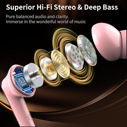 Monster N-Lite 203 AirLinks Wireless Earbuds, Bluetooth 5.3 Headphones HiFi Stereo, 30H Playtime, Type-C Charging, HD Clear Call, Touch Control, IPX6 Waterproof in-Ear Earbuds