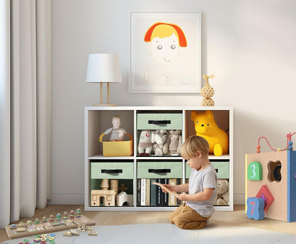 DECOMOMO Fabric Cube Storage Bin – Storage Bins with Clear Window, Toy Storage for Kids, Closet Organizers and Storage for Clothes (11 inch Cube, Green) - 6 Pack