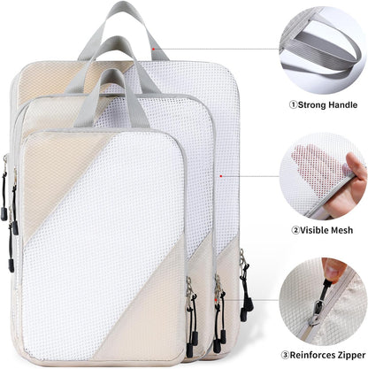 DIMJ Travel Suitcase Organizer, Travel Set Useful Accessories Organizer for Suitcases Travel Kit, Beige-Compression