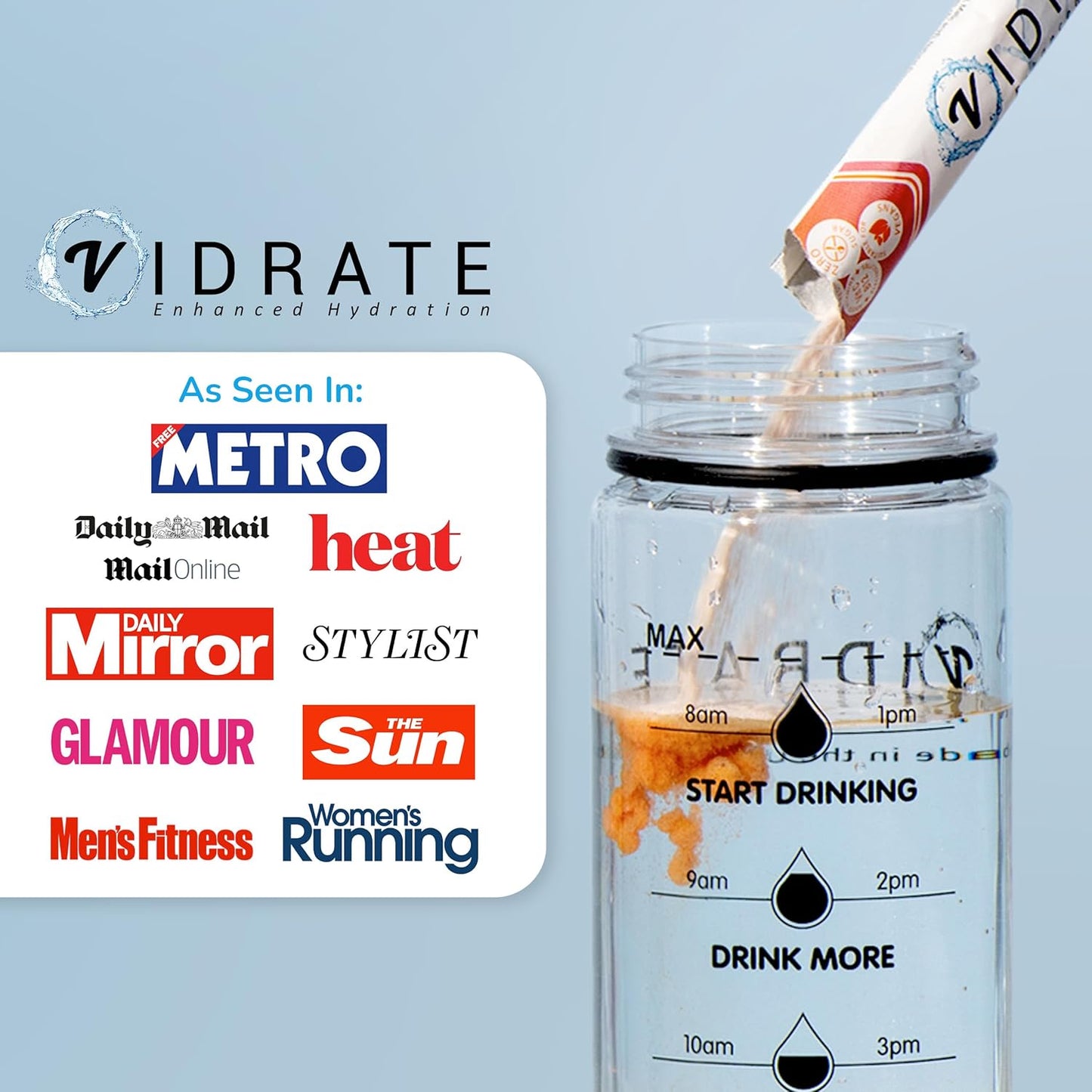Vidrate Electrolyte Powder for Kids - Apple & Blackcurrant Flavoured Vitamin Water with Natural Ingredients & Zero Sugar - Hydration Drink for School & Sports - 20 Pack Minis Electrolyte Sachets