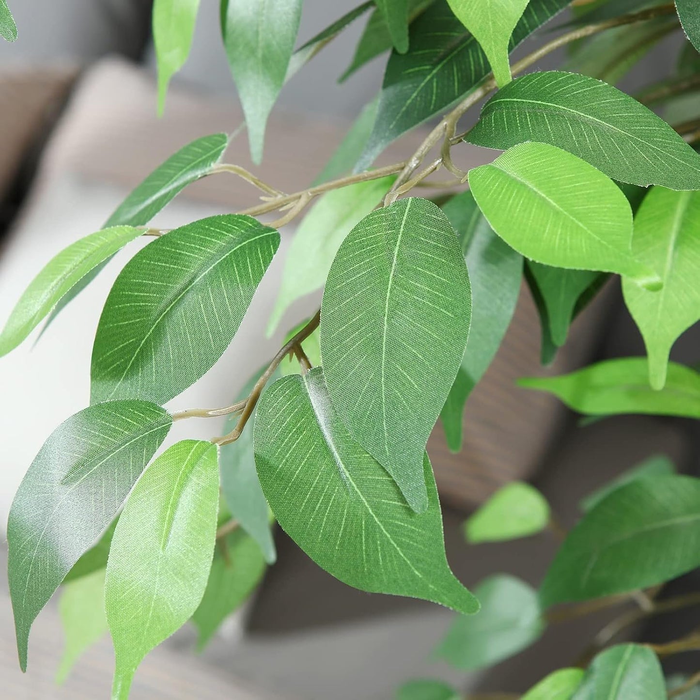 OAKRED 5FT Silk Artificial Ficus Tree with Realistic Leaves and Natural Trunk Fake Plants Tall Fake Trees Faux Ficus Tree for Office House Living Room Home Decor Indoor Outdoor,Set of 1