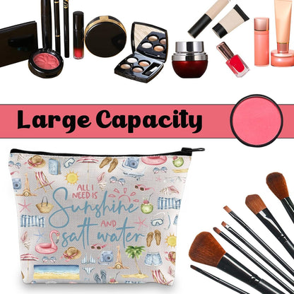 Summer Girl Trip Gift for Beach Vacation Lover Ocean Saltwater Sunshine Cosmetic Toiletry Bag (Sunshine)