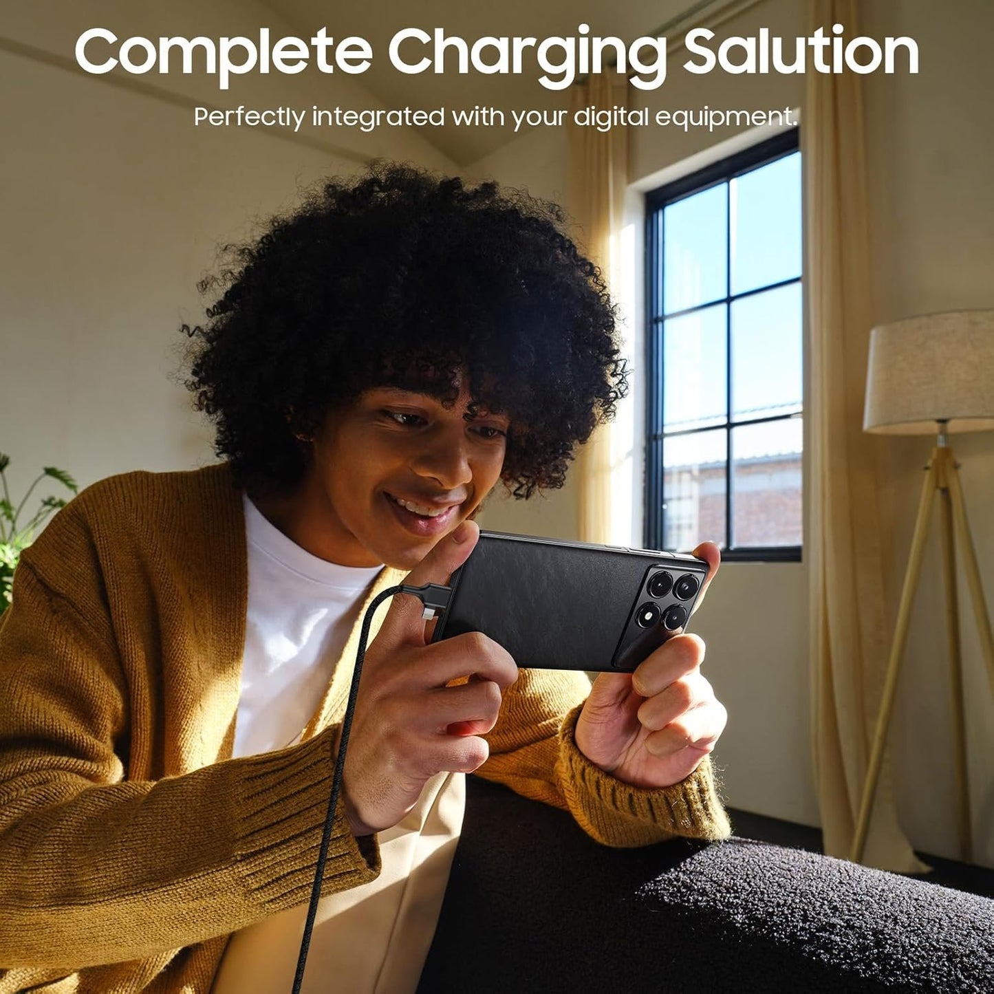 Artmushie Multi 4-in-1 Fast Charging Cable, 6Ft Black â€“ USB A/C to Multi Connectors (Type C, Lighting), Compatible with iPhone, iPad, Smartphones, Tablets & More Devices (2Pack, Black, 6Ft)