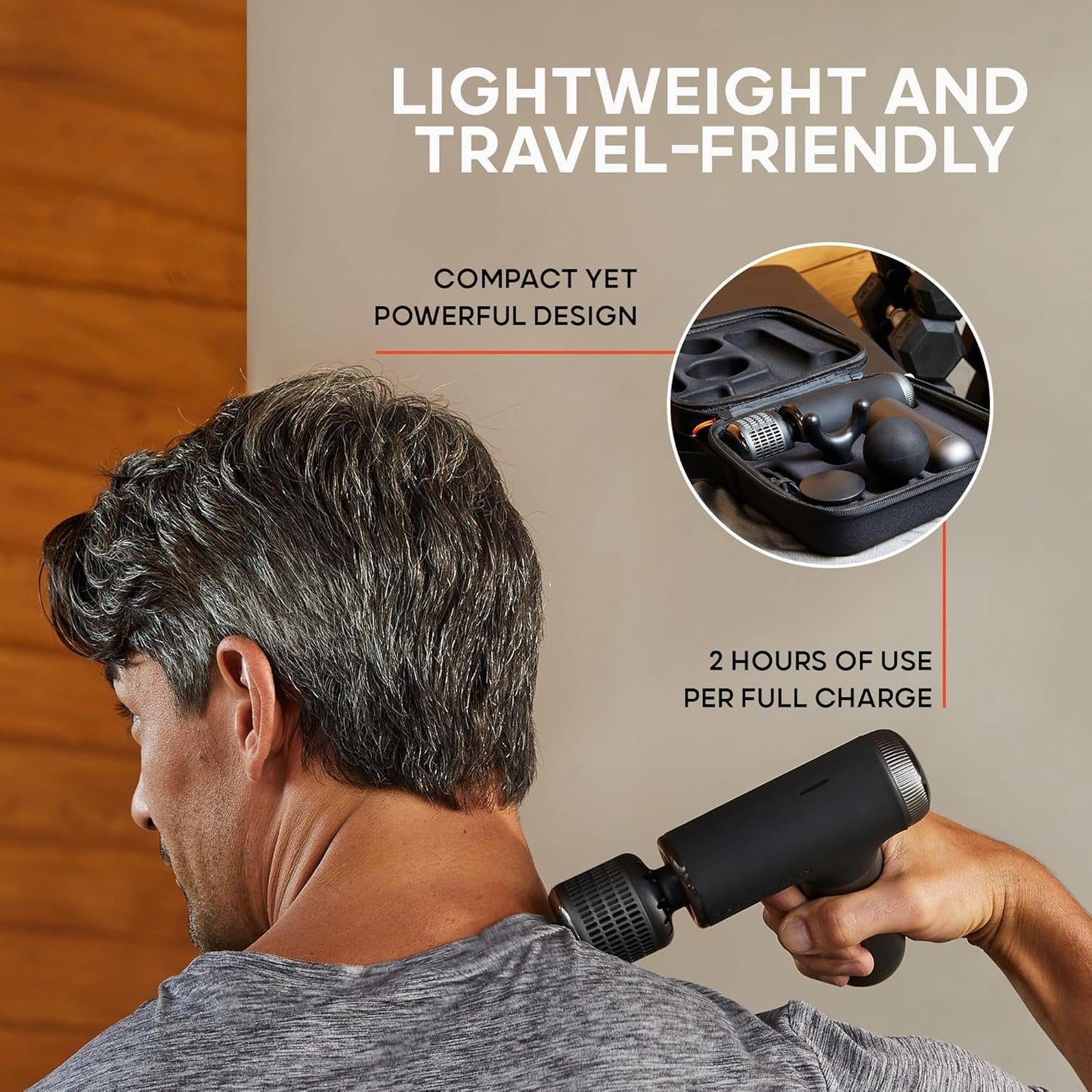 Sharper Image Powerboost Pro+ Hot & Cold Compact Percussion Massager, Dual-Temperature Node, Soothing Heat & Cold Therapy, 6 Speed, 4 Attachments, Lightweight Portable Athlete Recovery, Travel Case