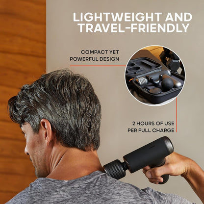 Sharper Image Powerboost Pro+ Hot & Cold Compact Percussion Massager, Dual-Temperature Node, Soothing Heat & Cold Therapy, 6 Speed, 4 Attachments, Lightweight Portable Athlete Recovery, Travel Case