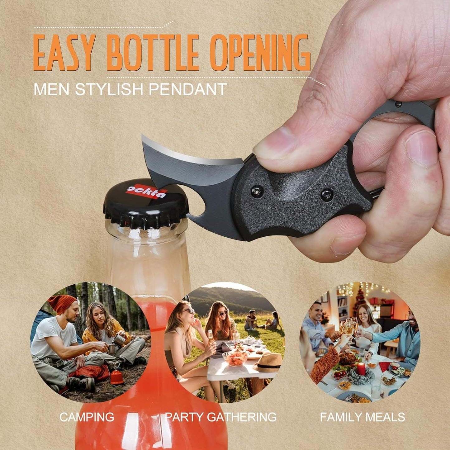 Small Multitool with Safety Lock, Bottle Opener Gear, Everyday Carry Pendants for Outdoor, Men EDC Box Cutter Outdoor Camping Hiking Tools