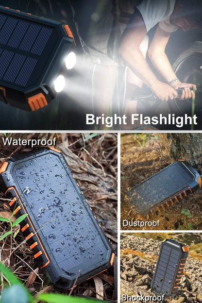 A ADDTOP Solar Charger Power Bank 26800mAh, Wireless Portable Charger Fast Charging QC 3.0 External Battery with 4 Outputs & Flashlight Phone Chargers for Phone, Tablet and Camping Outdoor