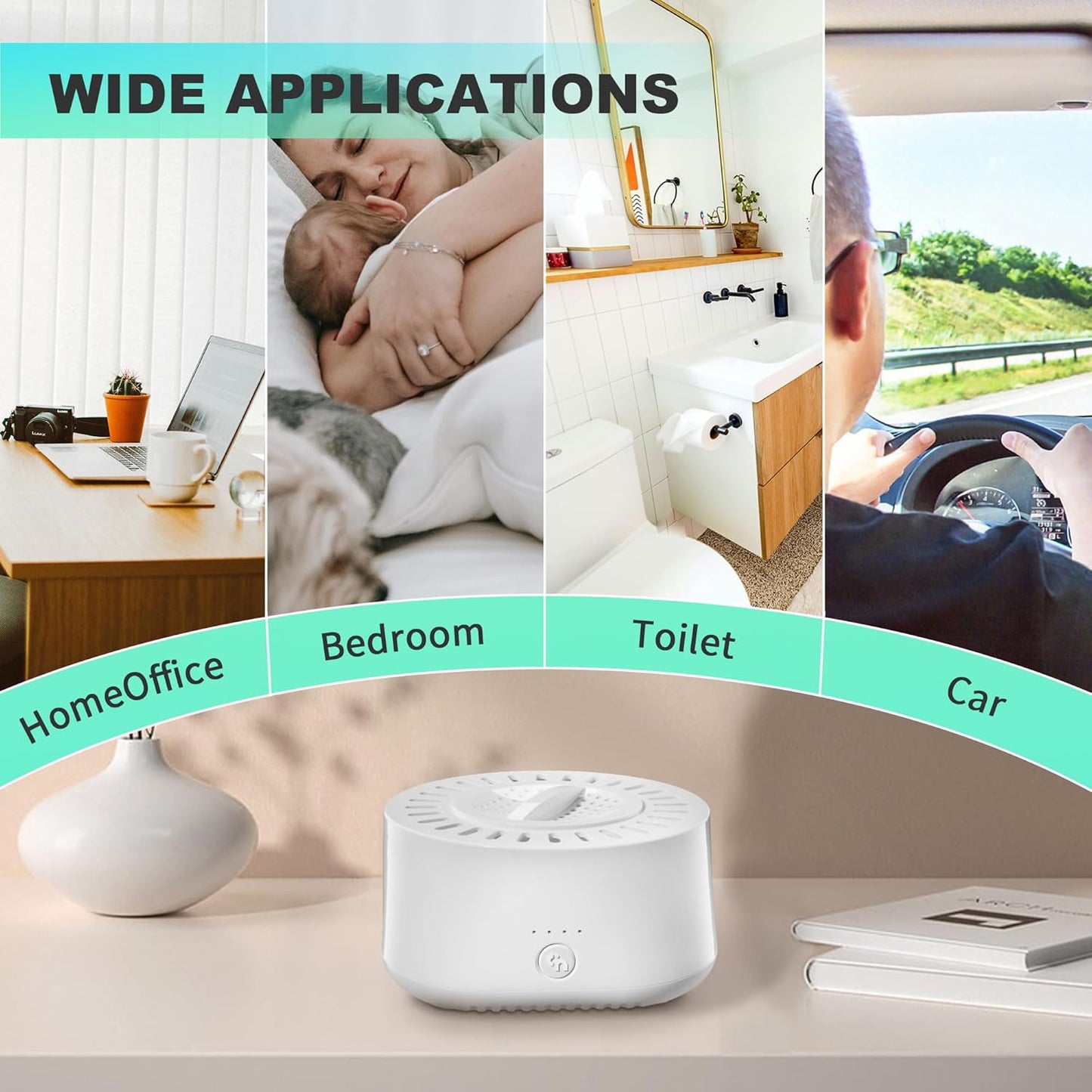 WEGA Aromatherapy Diffuser Rechargeable with Bluetooth APP Control,Timer and Auto-Off Safety,Portable Aromatherapy Air Diffuser for Home Office Bedroom (Lavender Fragranc, White)
