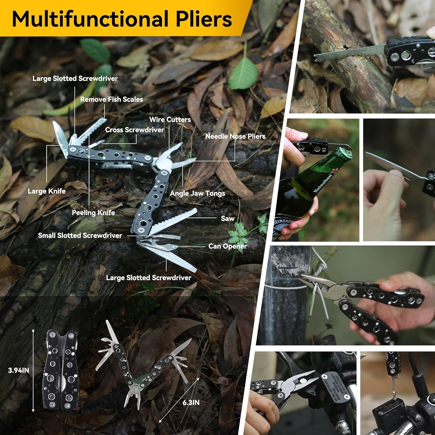 Graxury 14-in-1 Multi-Purpose Emergency Survival Kit & Camping Accessories, Flint, Multi-Purpose Card, Emergency Blanket, Flashlight and More for Camping, Fishing, Hunting