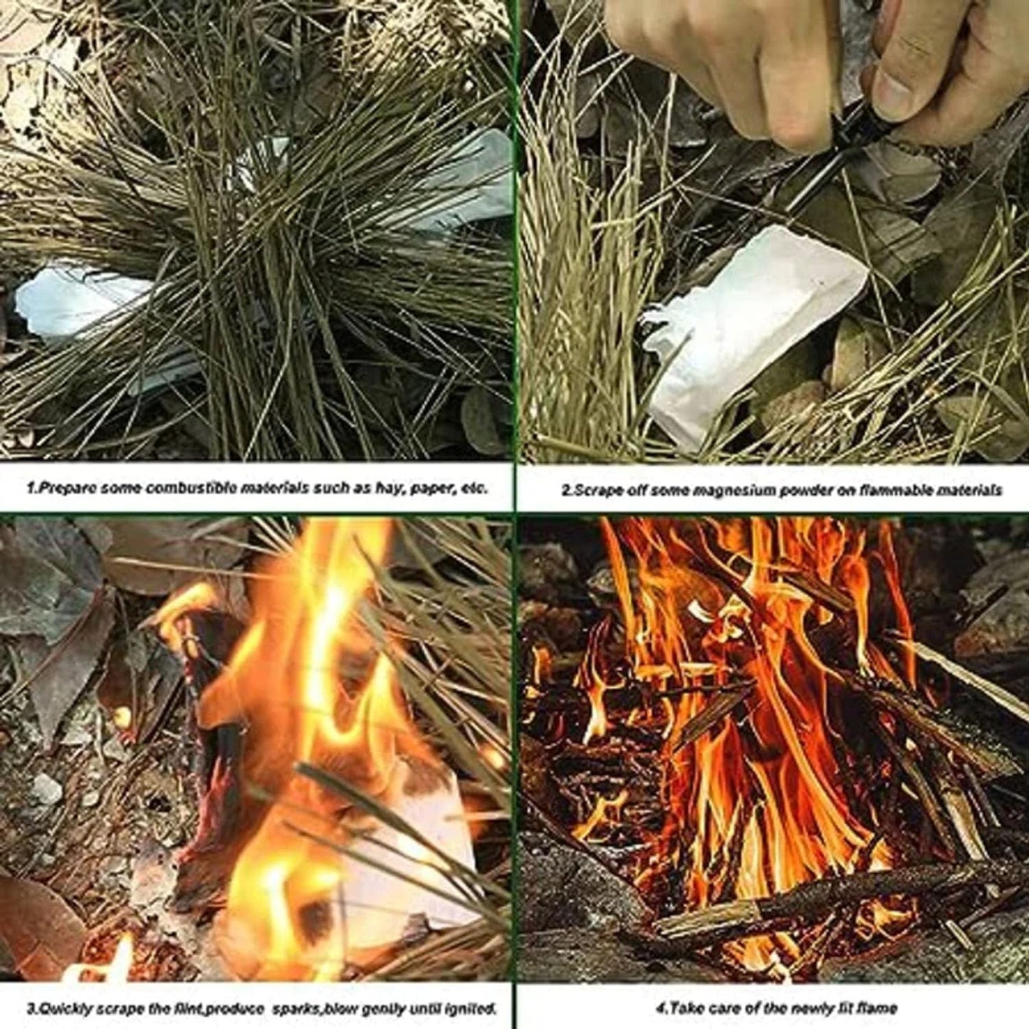 EZONEDEAL Fire Starter Magnesium Flint Rod Stone Fire Starter Lighter Emergency Survival Camping Hiking Survival Igniter with Multi-Tool Striker
