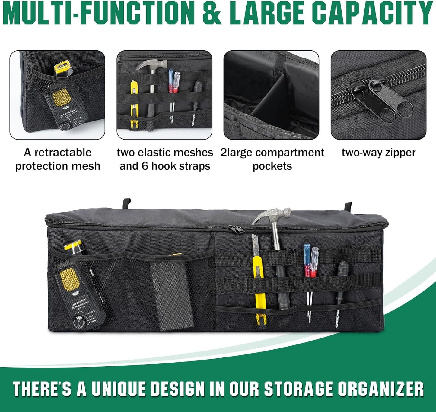 QQUNSUNUS Car Bag Organizer Trunk with 600D Oxford Cloth Car Storage Trunk Organizer Compatible with Toyota FJ Cruiser 2007-2021 Multifunctional Storage Bag