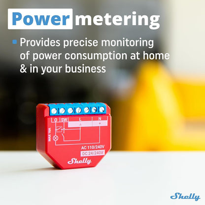 Shelly Plus 1PM | WiFi & Bluetooth Smart Relay Switch with Power Measurement | Home Automation | Alexa & Google Home Compatible | No Hub Required | Wireless Lighting Control (2 Pack)
