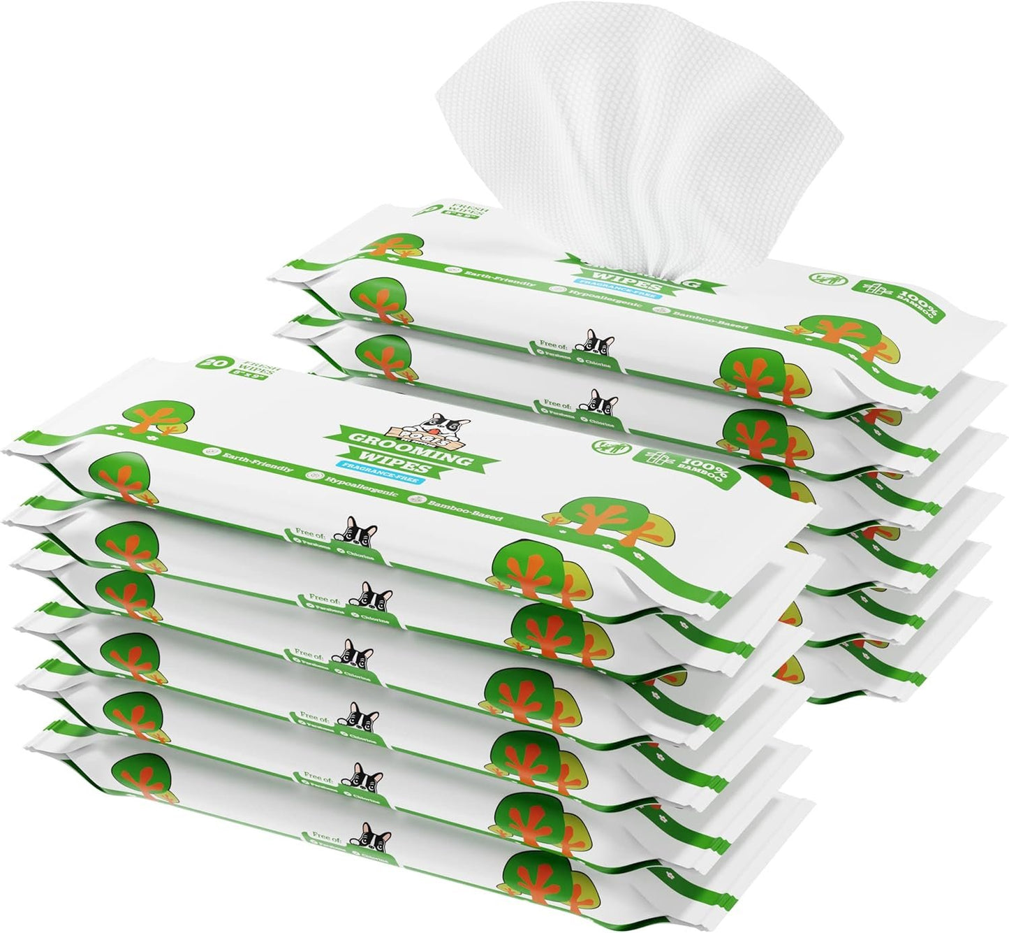 Pogi’s Dog Grooming Wipes Travel Packs – Fragrance-Free & Hypoallergenic Pet Wipes for Quick Cleaning of Paws, Body & Butt (240-Count)