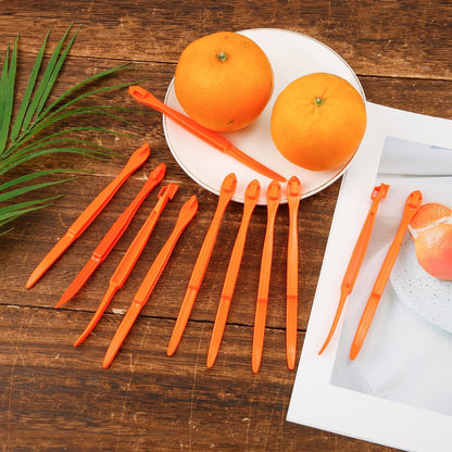 MJIYSGS 10pcs Orange Peeler Tool, Long Handle Serrated Citrus Peel Cutter Easy Hold Plastic Vegetable Lemon Slicer Fruit Opener Remover Kitchen Gadget Chef Tools