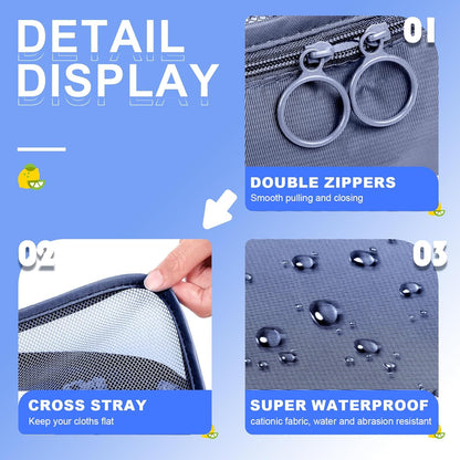 10 Pieces Clothes Pockets Set Travel Cubes Cosmetic Bags Waterproof Storage Bags Travel Accessories (Navy)