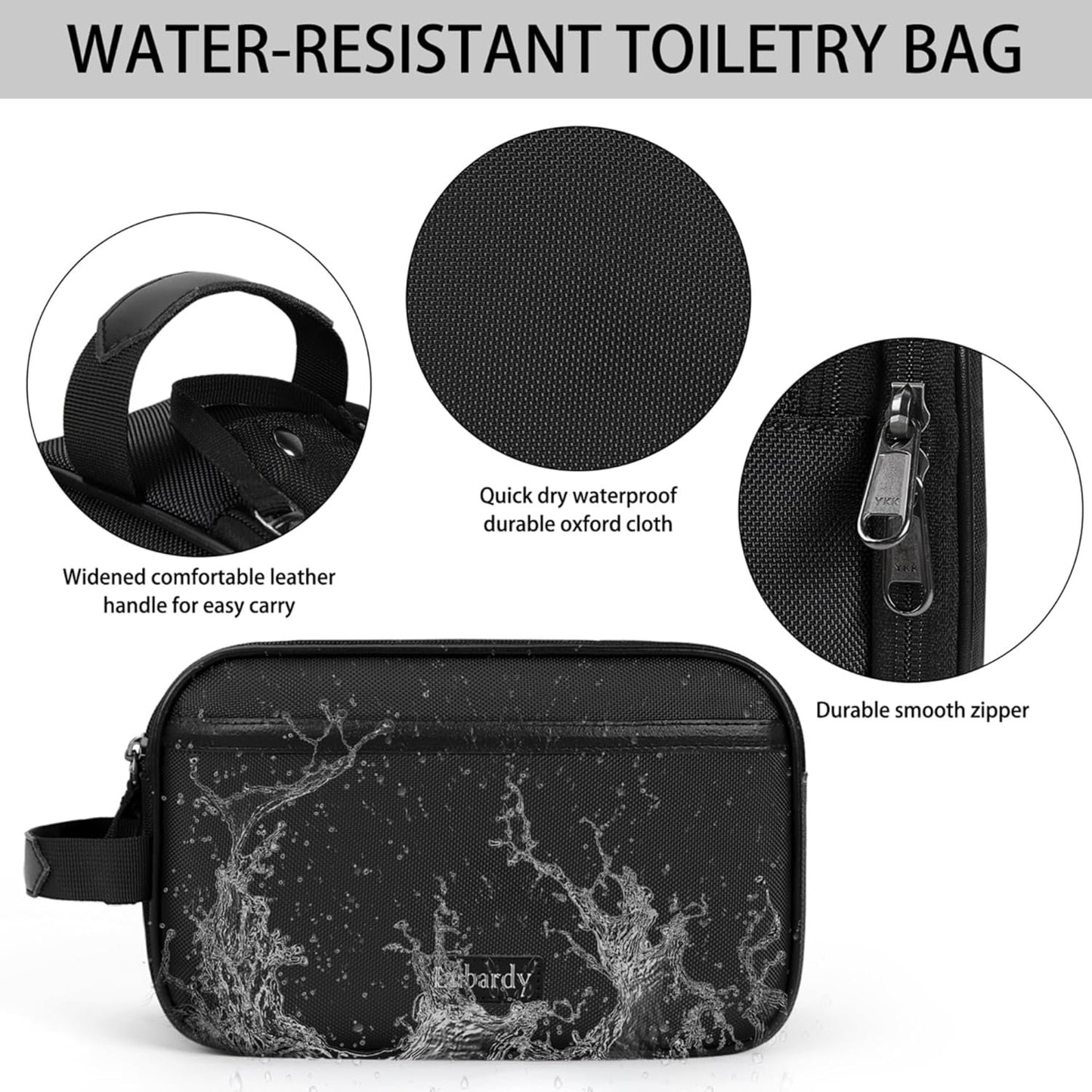 Toiletry Bag for Men and Women Portable Travel Organizer for Toiletry Accessories Lightweight Dopp Kit Water-Resistant Shaving Bag,Medium-Black