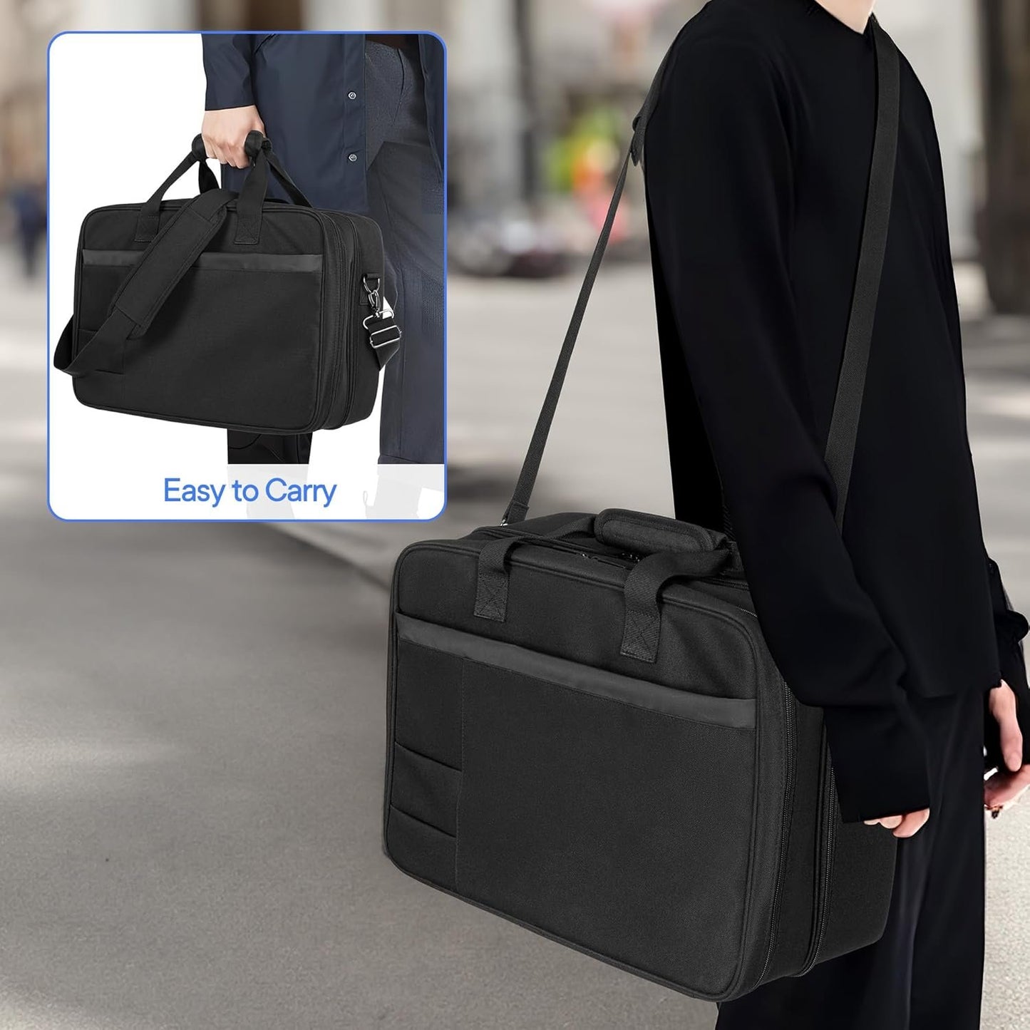 CURMIO Game Console Carrying Case Compatible with PS5/ PS5 Slim/ PS4 Game Console, Travel Console Storage Bag Case with Multiple Pockets for Laptop (Up to 15.6''), Controller, Gaming Accessories