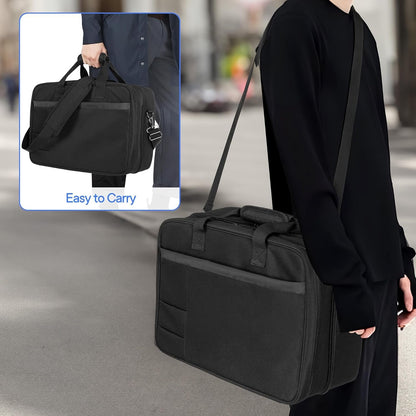 CURMIO Game Console Carrying Case Compatible with PS5/ PS5 Slim/ PS4 Game Console, Travel Console Storage Bag Case with Multiple Pockets for Laptop (Up to 15.6''), Controller, Gaming Accessories