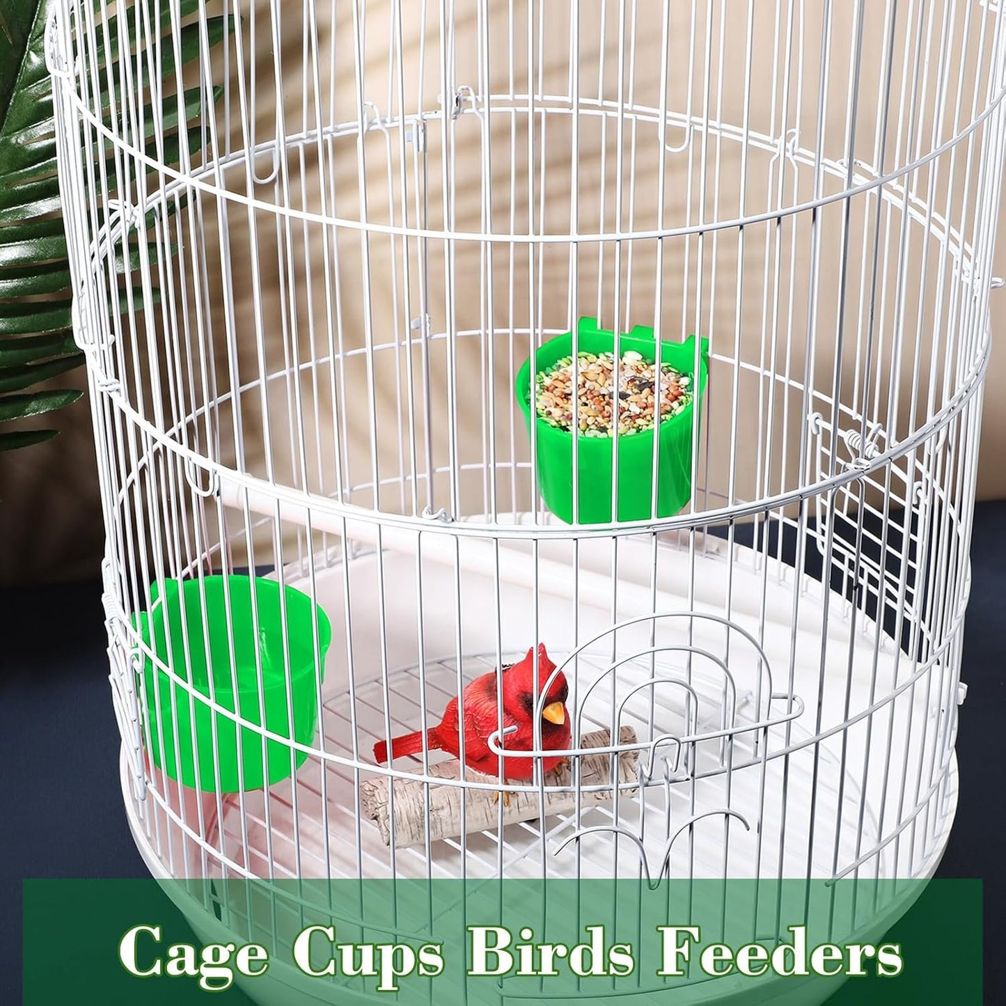 Sumind 60 Pieces Cage Cups Birds Hanging Feeders Seed Bowl 8 oz Plastic Chicken Feeder Water Bowl Hanging Chicken Waterer Feeding Watering Dish Coop Cups for Gamefowl Parrot Parakeet Poultry(Green)
