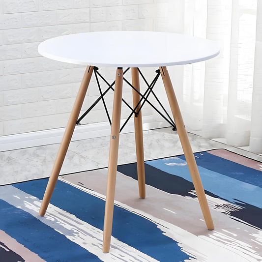 BRIBRION 80CM White Cafe Coffee Round Dining Table Living Office Eiffel Kitchen Wood Legs Wooden DSW Eames Replica 2 Seater 4 Seater Small Space Restaurant Indoor