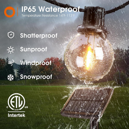 addlon 25FT Solar Lights Outdoor with Remote, 13 Shatterproof G40 Bulbs, Solar Powered & USB Charging Solar Outdoor Lights, Dimmable Waterproof Solar String Lights for Outside, Camping, Backyard