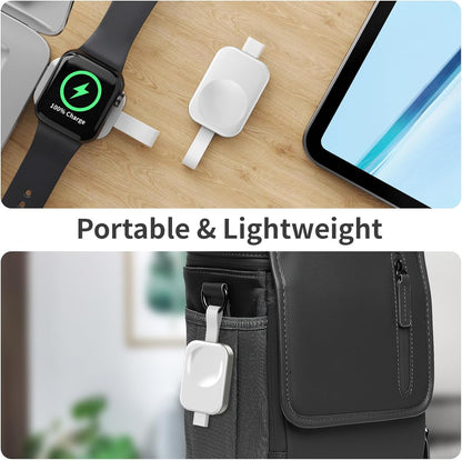MMOBIEL Wireless Charger Compatible with Apple Watch - Compact USB-C Travel Charger for Apple iWatch - Magnetic Fast Charging Also Compatible with AirPods