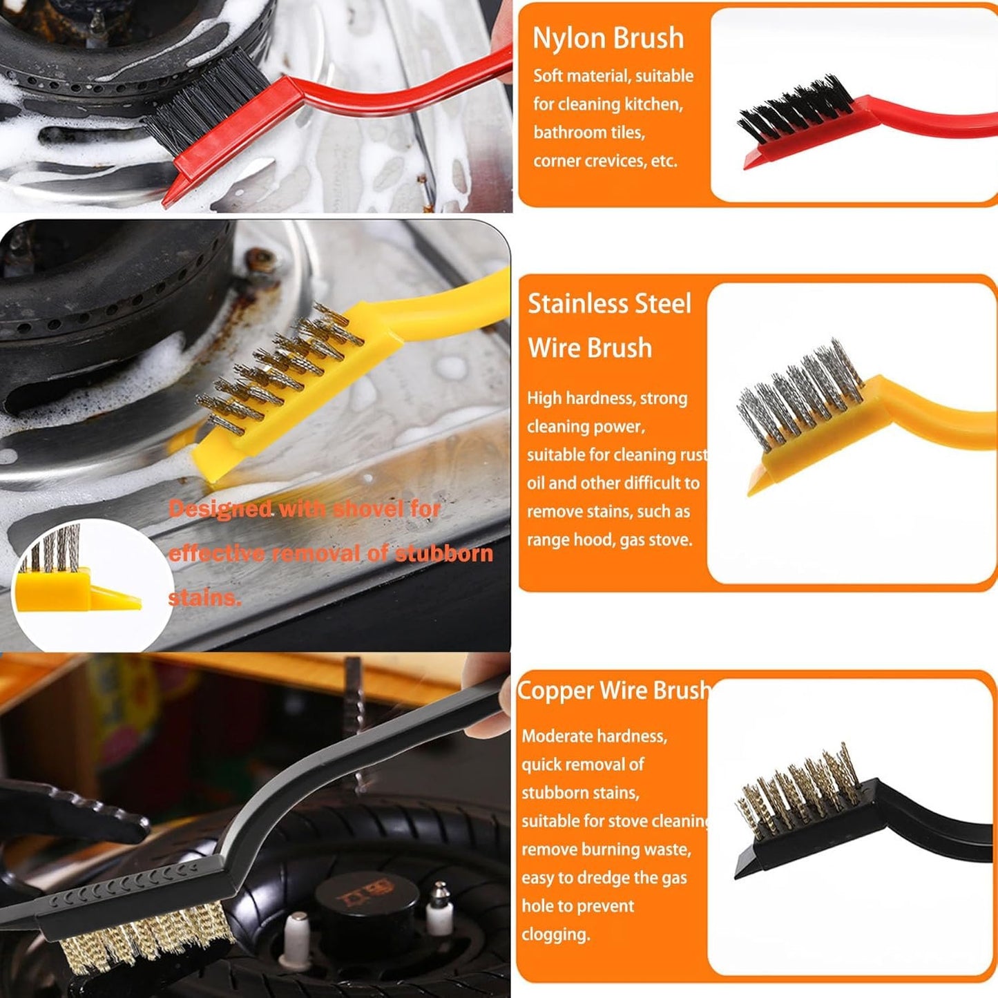 Guimertt Cleaning Brush, 9 Pcs Hard Bristle Crevice Cleaning Brush Set for Kitchen Bathroom Toilet Grout Bottle Gap Window Tracks, Multifunctional Home Essentials Scrub Cleaning Tools