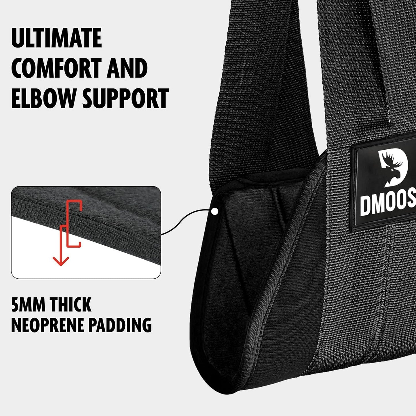 DMoose Fitness Hanging Ab Straps for Pull Up Bar & Core Strength Training - Thick Padded Arm Strap for Ab Swing with 2 Rust-Resistant Carabiners - Pull Up Straps for Abs Workout at Home and Gym (Pair)