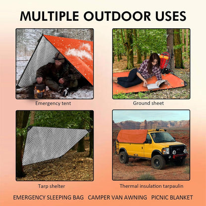 LeadCon 2 Pack Upgrade Survival Blanket – Insulated Thermal Reflective Tarp - 60" x 82". All-Weather, Reusable Emergency Blanket for Car or Camping, Orange