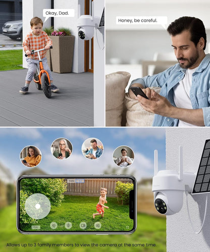 GALAYOU Solar Security Camera WiFi Wireless Outdoor, 360Â° PTZ Battery Powered Camera for Home with Color Night Vision, PIR Alert, 2-Way Audio, Compatible with Alexa/Google Home, R1