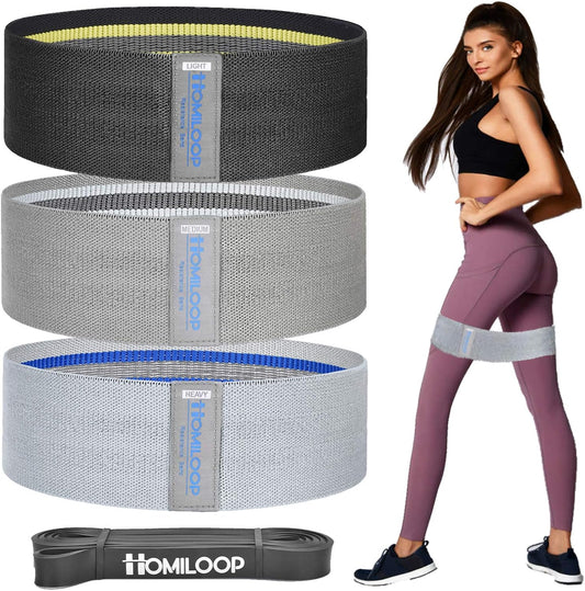 HOMILOOP Resistance Bands,Non Slip Exercise Bands Set for Legs/Butt/Core Training,Set of 3 Elastic Fabric Workout Bands of Home Gym Accessories,Cloth Straps Kit for Men Women,Booty Shaping Equipment