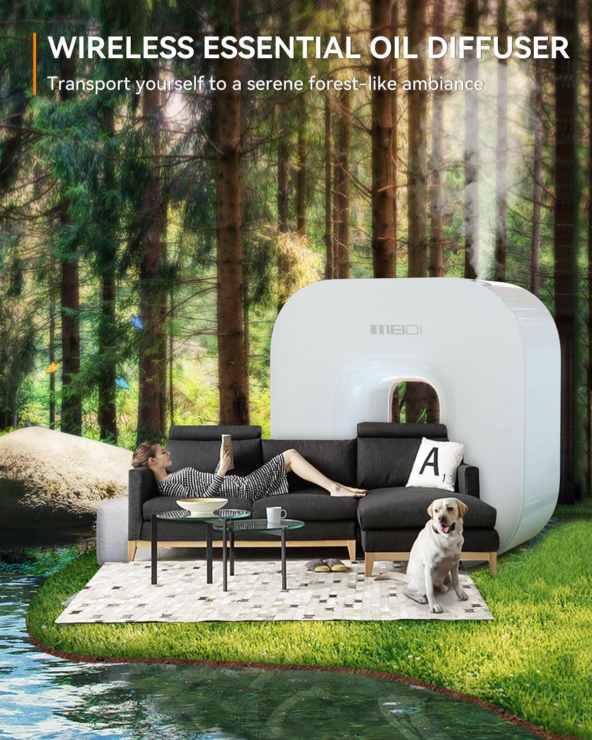 MEIDI Smart Scent Air Machine for Home - Waterless Essential Oil Diffuser with Cold Air Diffusion with App Control, Hotel Collection Diffuser, Waterless Essential Oil Diffuser, Hotel,Office, Spa