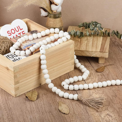 NAGUA 58” Wood Bead Garland Wall Hanging Decor Coffee Table Decor Farmhouse Beads Home Decor for Living Room, Shelf, Tiered Tray, Rustic Boho Decor Wall Hanging Accent