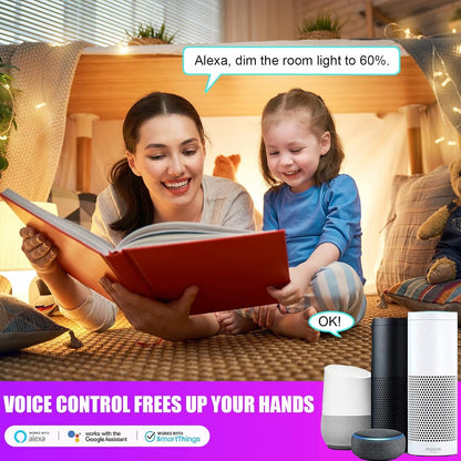 4 Pack Smart Wi-Fi LED Bulbs, E27 Light Bulbs, RGBW Smart LED Light Bulbs with 16 Million Colors, Cool and Warm White Light, Dimmable 2700K to 6500K White Lights