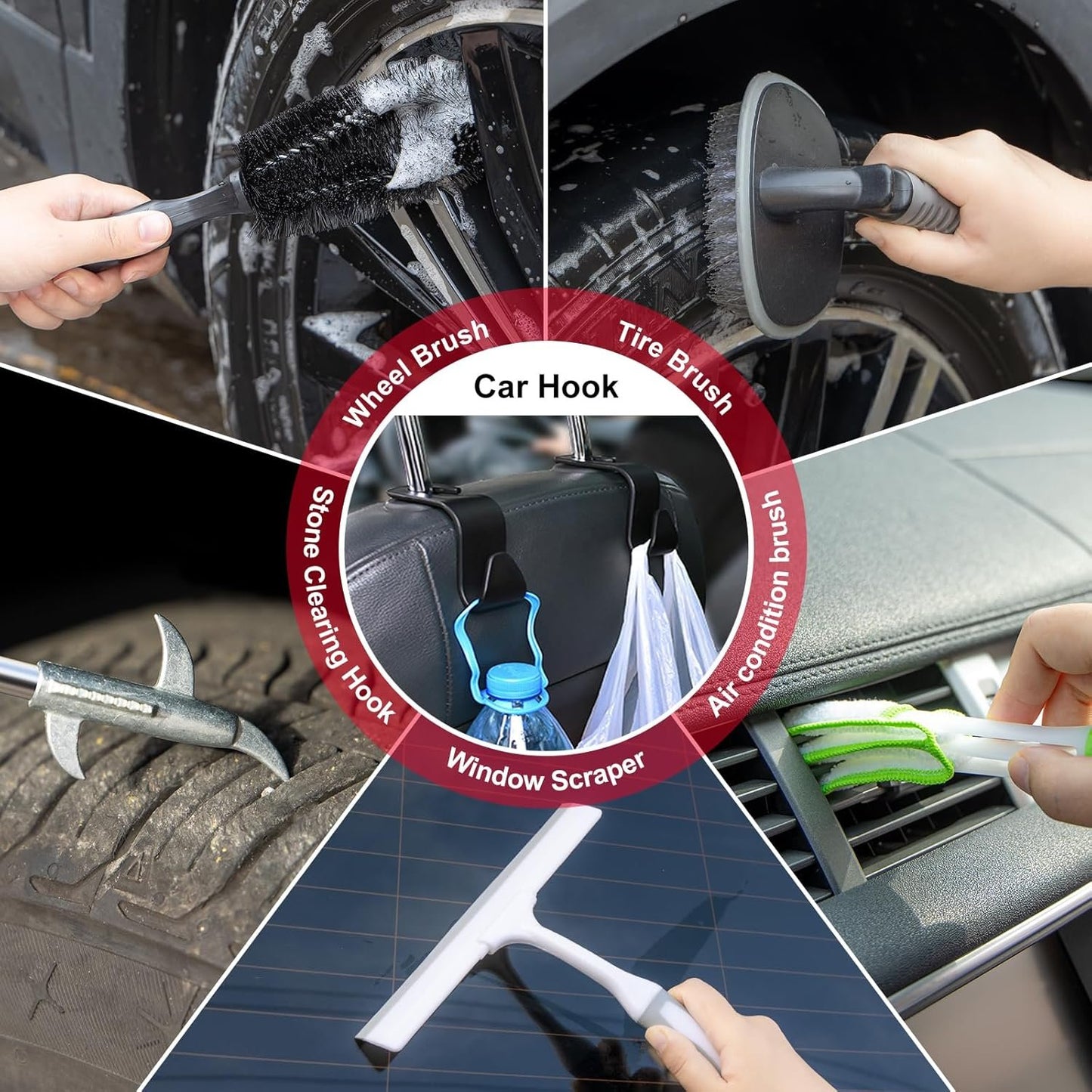 46Pcs Car Wash Cleaning Kit with Foam Gun Sprayer Detailing Brushes Car Vacuum Collapsible Bucket Windshield Cleaning Tool Tire Brush Towels Complete Interior Exterior Detailing Set for Car