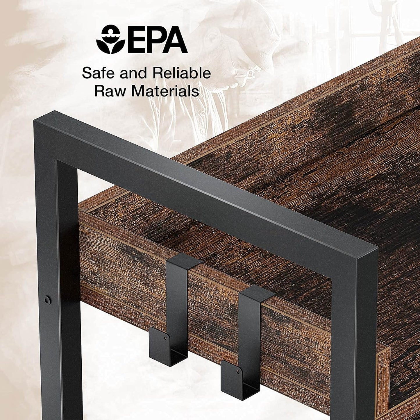 Rolanstar Bookshelf, 5 Tier Bookcase, Industrial Storage Rack with Metal Frame, Free Standing Utility Organizer Shelf Unit for Open Storage, Display and Book Organization in Living Room, Rustic Brown