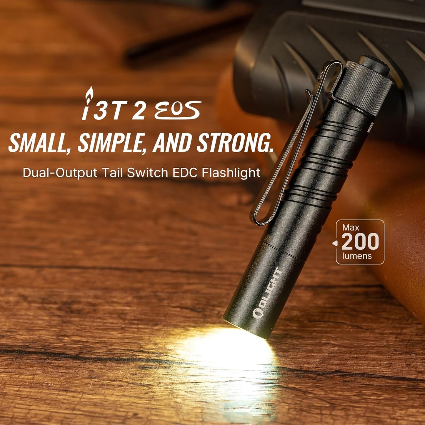 OLIGHT I3T 2 EOS 200 Lumens Mini Flashlight, Small Pocket EDC Flashlight with AAA or Rechargeable Battery, Dual-Output Slim Tail Switch Light for Camping and Hiking(Black)