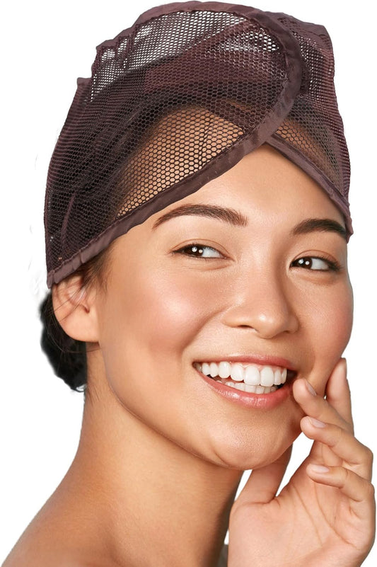 DONNA Extra Large Mesh Wrap 1pc HEADBAND, Mesh Wrap for Women’s Hair for Face Wash, Makeup Hair Accessories Headbands, 1PC BROWN COLOR