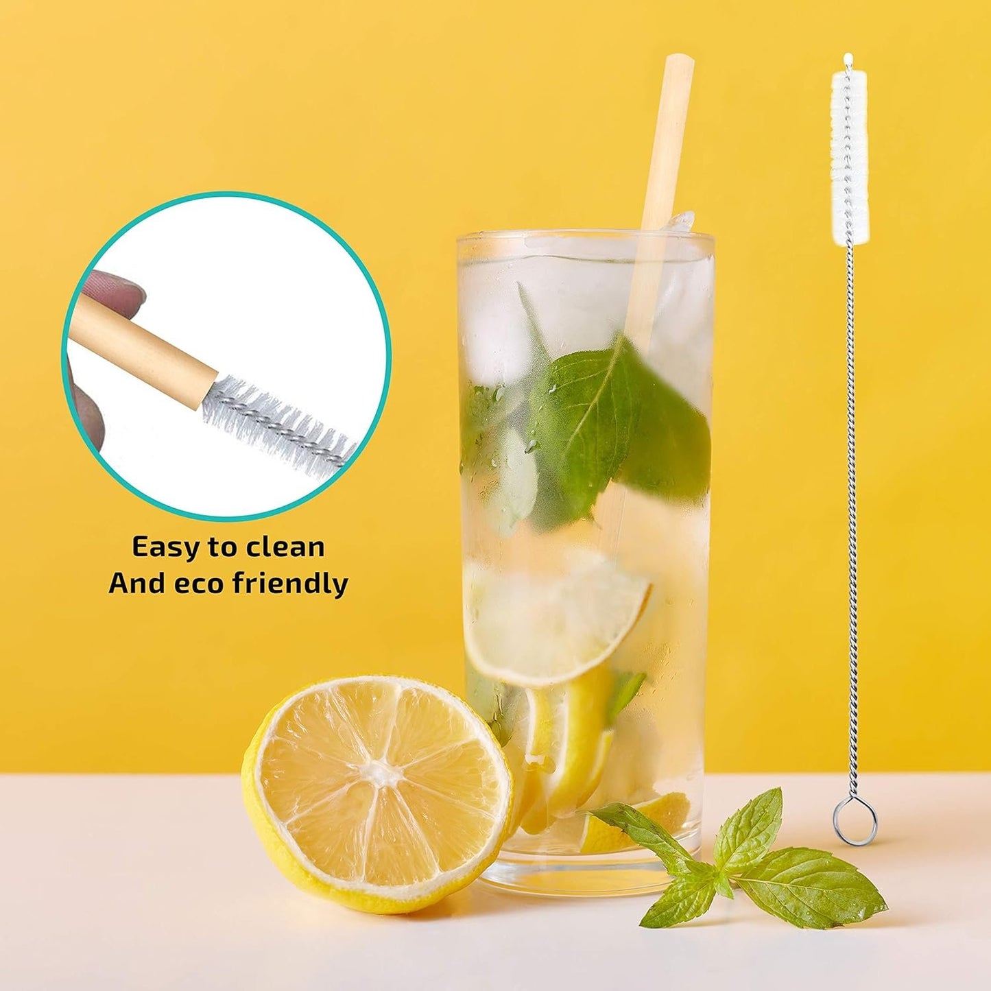 Bmbu ToGo Bamboo Cutlery Set | Bamboo Travel Utensils | Reusable Cutlery Set | Include Knife Fork Small Spoon Large Spoon Chopsticks and Straw (White, 1 Pack)