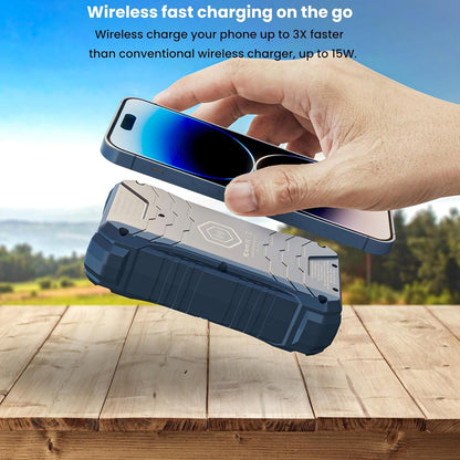 TECHSMARTER Rugged & Waterproof 30000mAh 65W USB-C & 15W Wireless Charging Laptop Portable Charger, Heavy Duty Power Bank for Outdoors, Compatible with iPhone, Galaxy, Android, iPad, MacBook, Laptop