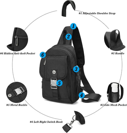 NICGID Sling Bag Chest Shoulder Backpack Crossbody Bags for Tablet Laptop Outdoor Hiking Men Women