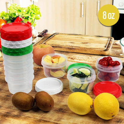 EONJOE 8 oz Small Freezer Containers with Lids Stackable Plastic Food Storage Container 1 Cup Meal Prep Bowls Airtight Dishwasher Safe,12-pack