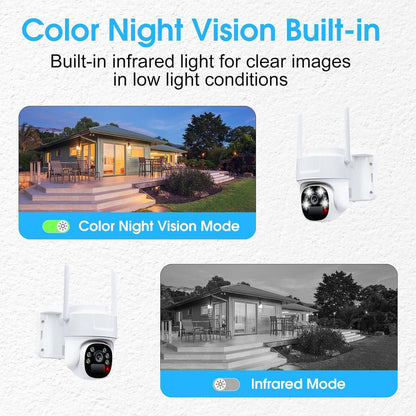 ADVWIN Solar Security Camera, Outdoor Wireless Home Surveillance with Colour Night Vision, PIR Motion Alarm, 2-Way Audio, 2.4G Wi-Fi