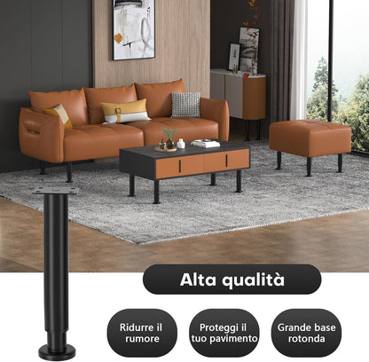 VETIN 4 Pieces Furniture Legs, Furniture Feet Adjustable Height 18-32 cm, Black Metal Support Feet, Furniture Legs for TV Cabinet, Bed, Sofa, Bedside, Bathroom, Cabinet