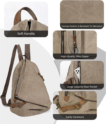 Canvas Vintage Backpack – Large Casual Daypack Outdoor Travel Rucksack Hiking Backpacks Shoulder Bag for Men Women