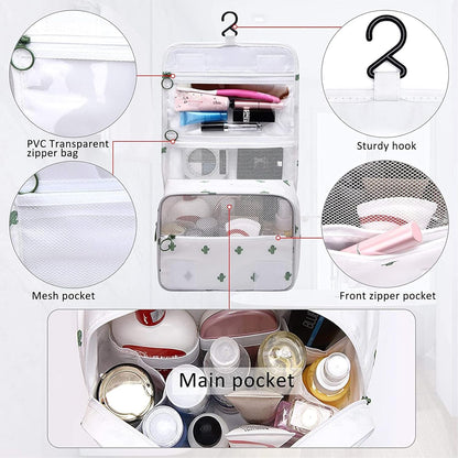 SxoSyo Toiletry Bag for Women Hanging Travel Bag for Toiletries Large Capacity Travelling Accessories Makeup Bags Organizer Cosmetic Bag Waterproof Bathroom Bag, Cactus White, Small, Portable Handle