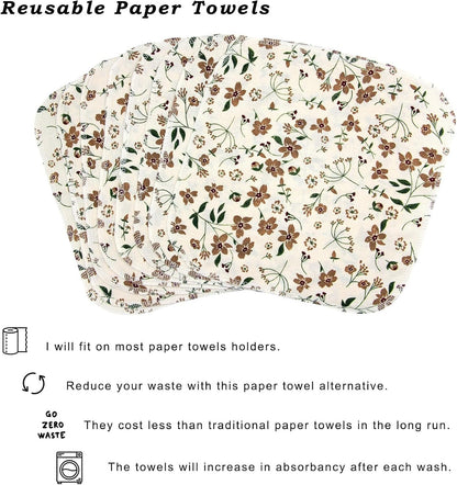Pinowu Reusable Paper Towels Cotton Cloths (12pcs), Absorbent Kitchen Dishcloths (10x10 inch) Washable Paperless Towels Zero Waste Alternative Napkins for Kitchen Household Cleaning