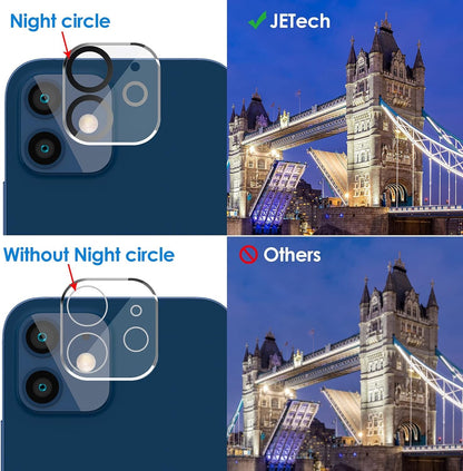 JETech Screen Protector for iPhone 12 6.1-Inch with Camera Lens Protector, Tempered Glass Film, 2-Pack Each