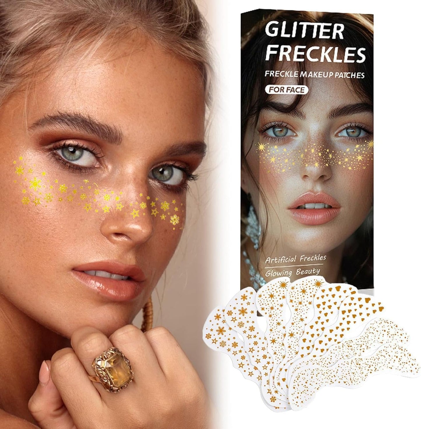Face Glitter Stickers - Waterproof Face Jewels for Makeup, Freckles Decorations, Temporary Stickers for Concerts, Festivals, and Special Occasions, Easy-to-Apply Festival Makeup Accessories