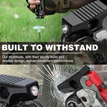 FLISSA 18-in-1 Multitool Pocket Knife with Sheath, Durable Stainless Steel Multi Tool Pliers for Men, Camo All-in-One Tool for Camping, Fishing, and Outdoor Use